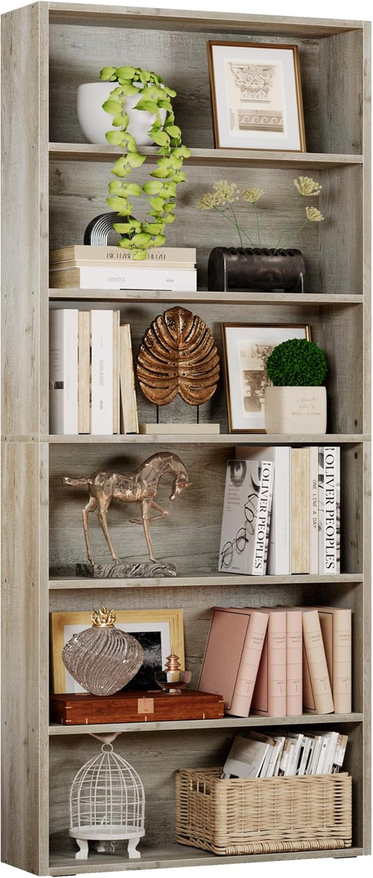 IRONCK Bookshelves and Bookcases Floor Standing 6 Tiers Display Storage Shelves 70 in Tall Bookcase Home Decor Furniture for Home Office, Living Room, Bed Room