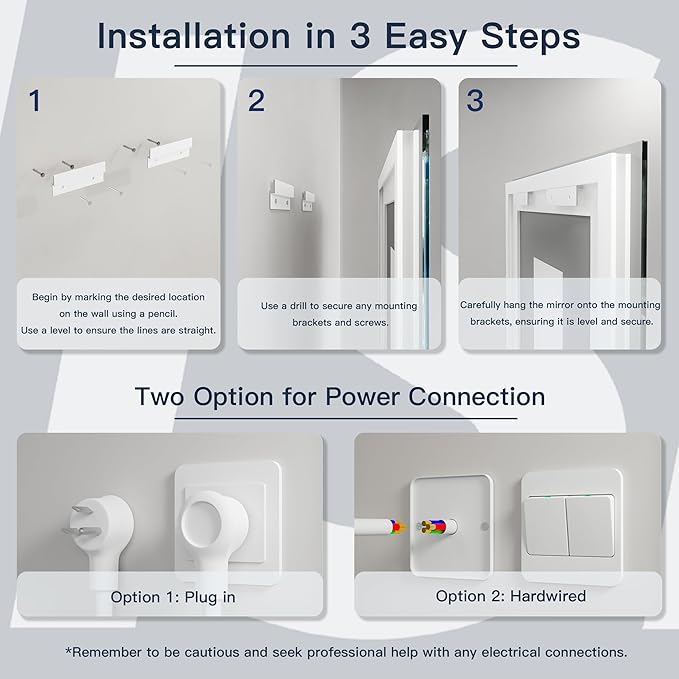 ISKM 48'' x 40'' LED Mirror for Bathroom Lighted Vanity Mirror for Wall Front Lights + Backlit LED Bathroom Mirror Anti-Fog Tempered Glass ETL Listed