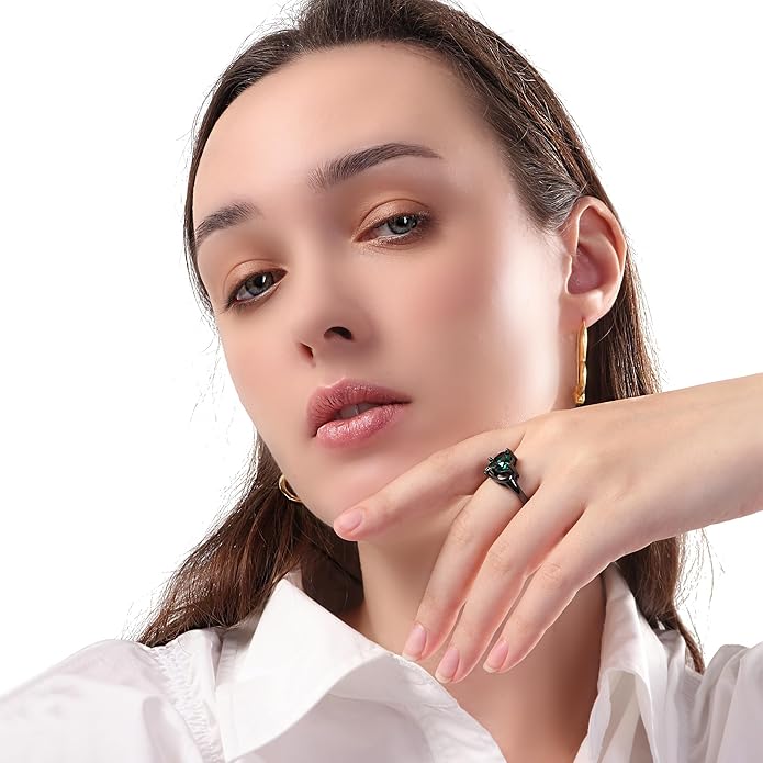 Engagement Rings for Women AAA+ Heart Cubic Zirconia Promise Rings for Her Valentines Day Gifts Womens Rings Black Gold Gothic Rings Promis Ring Wedding Rings Statement Rings for Women