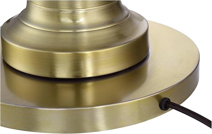 360 Lighting Spenser Traditional Floor Lamp Standing 58" Tall Brushed Antique Brass Gold Metal Thin Column Off-White Linen Fabric Empire Shade for Living Room Reading House Bedroom Home