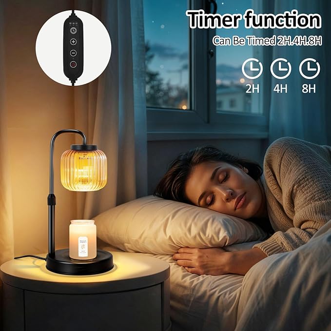 Candle Warmer Lamp with Timer & Dimmer, Height Adjustable Wax Melting Lamp with 2 Bulbs, Safe Flameless Candle Warmer for Home Decorat,Relax Gift for Wife, Mom, or Girlfriend, Congratulations Gifts