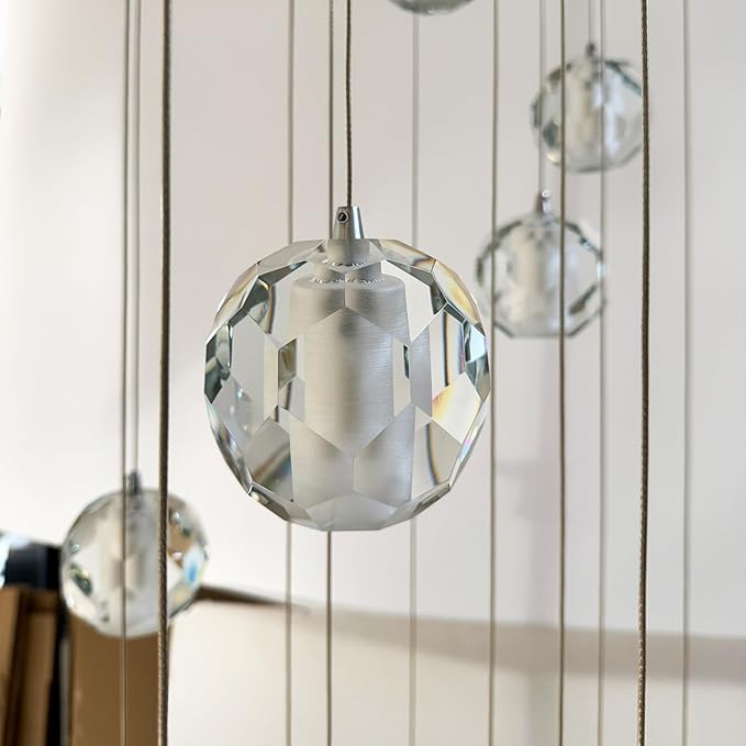 1-Light Black Pendant Light Fixture, Multi-facted Small Crystal Pendant Kitchen Island Light, Adjustable Hanging Pendant Lighting for Dining Room Bathroom Vanity