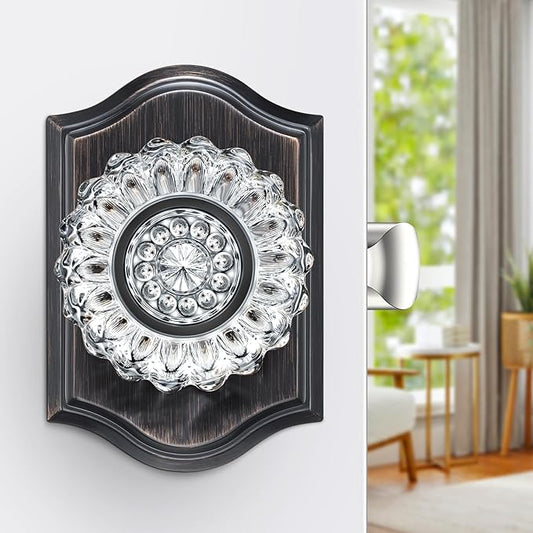 Crystal Door Knobs with Lock, Oil Rubbed Bronze Glass Door Knobs Interior for Privacy Use, Crystal Bronze Door Knob, Vintage Glass Door Knob for Bedroom Bathroom