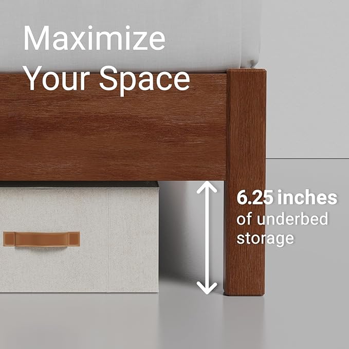 LIFEMENT Twin Signature Wood Platform Bed Frame Cherry, Noise-Free, Under Bed Storage, No Box Spring Needed, Easy Assembly