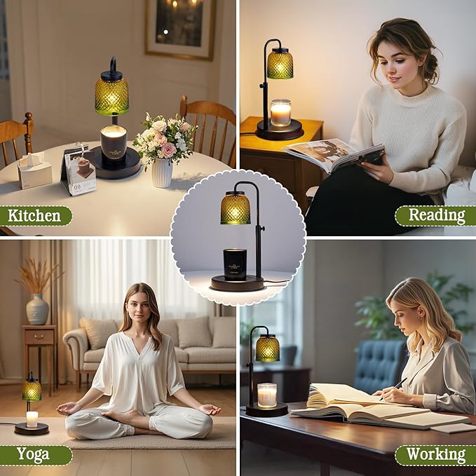 Candle Warmer Lamp with Timer Dimmer, Adjustable Height Electric Candle Lamp, Wax Melt Warmer Lamp for Jar Candles, Birthday Gifts for Women, House Warming Gifts New Home Bedroom Decor, 2 Bulbs