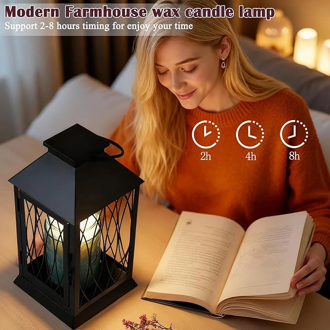 Black Candle Warmer Lamp with Timer Dimmable,Compatible with 3 Wick Candles/Large Candel Jar,Vintage Lamps Candle Warming Lamp,Fully Enclosed Designed/Hanging Up-Electric