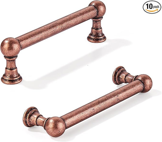 khtumeware 10 Pack 4 Inch Hole Center Antique Copper Cabinet Pulls Heavy Duty Solid Cabinet Handles cabinets Dressers Kitchens Handles Bathroom cabinets