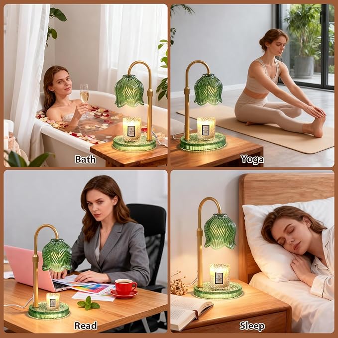 Candle Warmer Lamp with Timer, Birthday Gifts for Women Mom, Height Adjustable Wax Melts Warmer, House Warming Gifts New Home Decor, Dimmable Candle Warmer for Jar Candles with 2 Bulbs