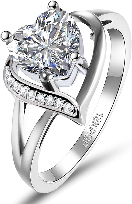 Engagement Rings for Women AAA+ Heart Cubic Zirconia Promise Rings for Her Valentines Day Gifts Womens Rings Black Gold Gothic Rings Promis Ring Wedding Rings Statement Rings for Women