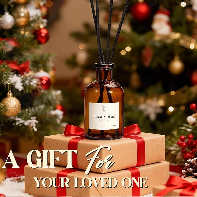 Balsam Cedar Reed Diffuser Set - Includes Reed Diffuser Sticks, 2 Pack Fragrance Oil and Glass Bottle, Reed Diffusers for Home Bathroom Shelf Decor & Gift, Air Fresheners (8.12 fl.oz)