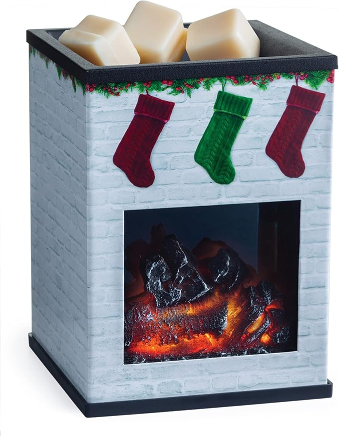 Candle Warmers ETC. Illumination Fragrance Warmer- Light-Up Warmer for Warming Scented Candle Wax Melts and Tarts or to Freshen Room, White Brick Holiday