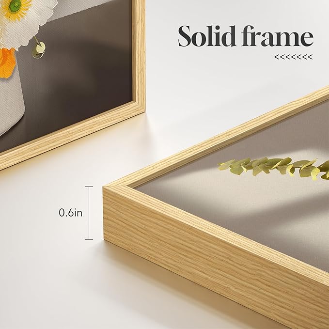 Framed Botanical Wall Art, 4 Piece Yellow Floral Canvas Painting Prints Artwork for Walls, Modern Elegant Flower Pictures for Bedroom Kitchen Hallway Living Room Bathroom Home Decor, 12x16 Inch