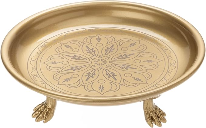 Solid Brass Pedestal Tray with Eagle Claw Feet – Vintage Gold Jewelry Holder, Candle Dish & Trinket Plate – Decorative Display for Vanity, Bathroom, Dresser, Entryway & Coffee Table Decor