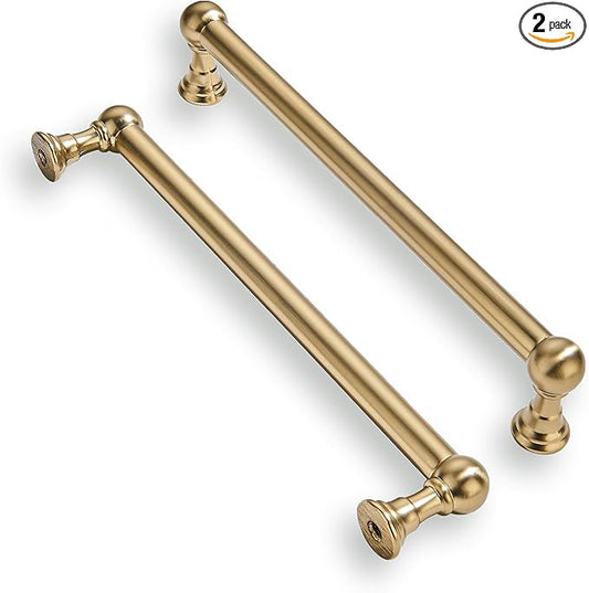khtumeware 2 Pack 8 Inch Hole Center Brushed Brass Cabinet Pulls Heavy Duty Solid Warm Brass Cabinet Handles cabinets Dressers Kitchens Handles Bathroom cabinets