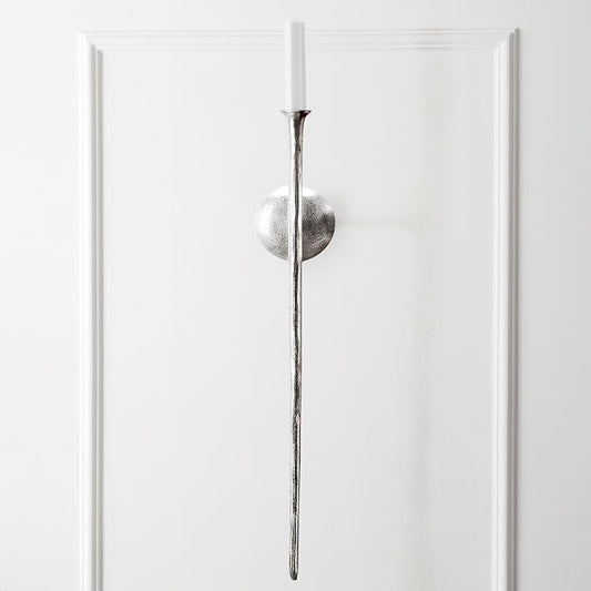 Z Gallerie One Piece Aspar Wall Sconce Long Candle Holder in Silver Finish, Retro Chic Wall Decor for Living Room, Vintage Candle Wall Sconce with Timeless Appeal(Candles not Included)