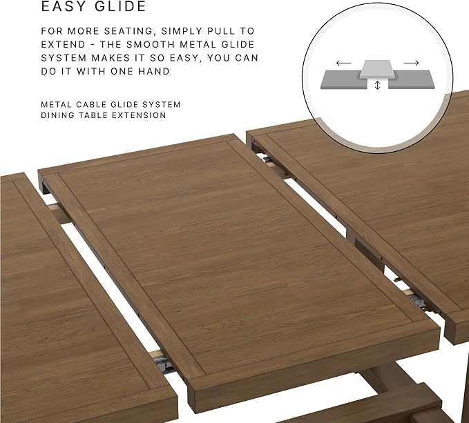 Signature Design by Ashley Burkhaus Rectangle Dining Room Extension Table, Removable Center Leaf, Seats up to 8, Wood, 40" W x 90" D x 30.25" H, Dark Brown