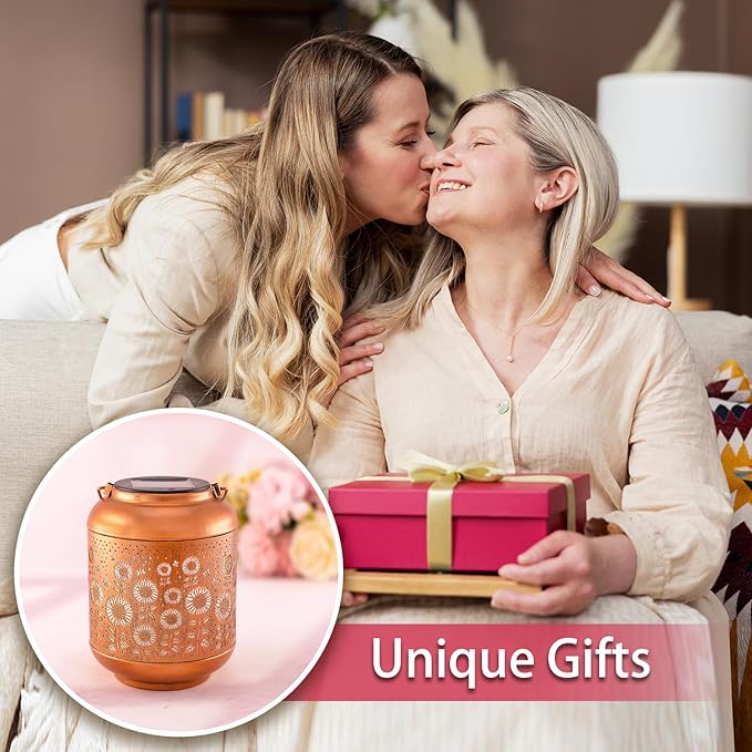 Sunflower Solar Lanterns Outdoor Waterproof Hanging Solar Lights Sunflower Gifts for Women/Men/Sunflower Lovers Gifts Metal Decorative LED Sunflower Lanterns for Garden Decor,Patio,Lawn,Pathway,Yard