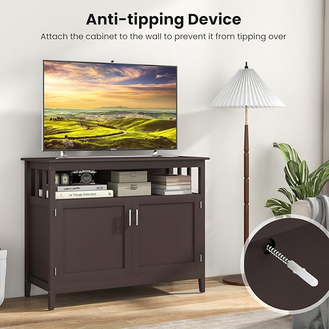 LOKO Buffet Cabinet with Storage, Freestanding Kitchen Cabinet with Adjustable Shelf, Storage Sideboard Console Table, 45 x 20 x 36 inches (Brown)