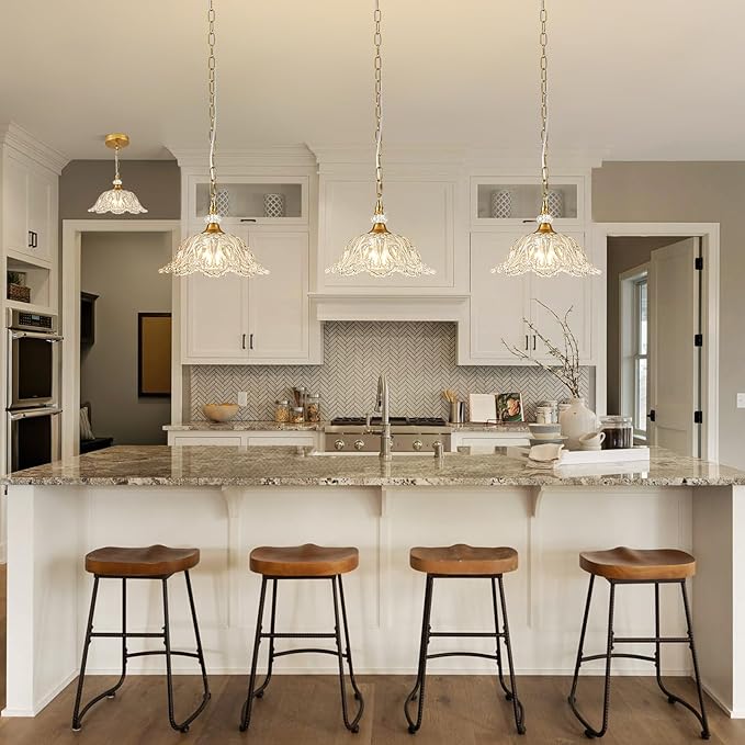 1 Piece Vintage Chandelier Light Fixtures with Crystal Glass Shade,Matte Antique Brass Finish Pendant Light,Hanging Light for Dining Room,Hallway,Living Room,Bedroom