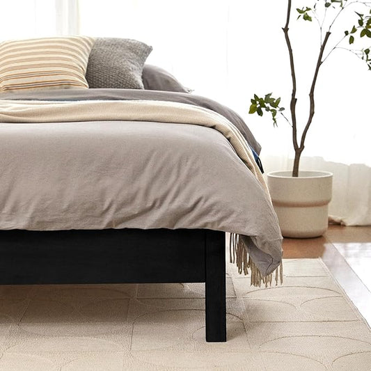 LIFEMENT Full Signature Wood Platform Bed Frame Black, Noise-Free, Under Bed Storage, No Box Spring Needed, Easy Assembly