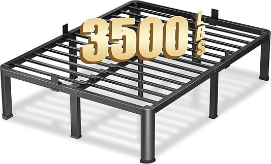 12 Inch Full Heavy Duty 3500 lbs Bed Frame with Round-Corner Legs & Anti-Squeak Design – Quick Assembly Metal Platform, No Box Spring Needed