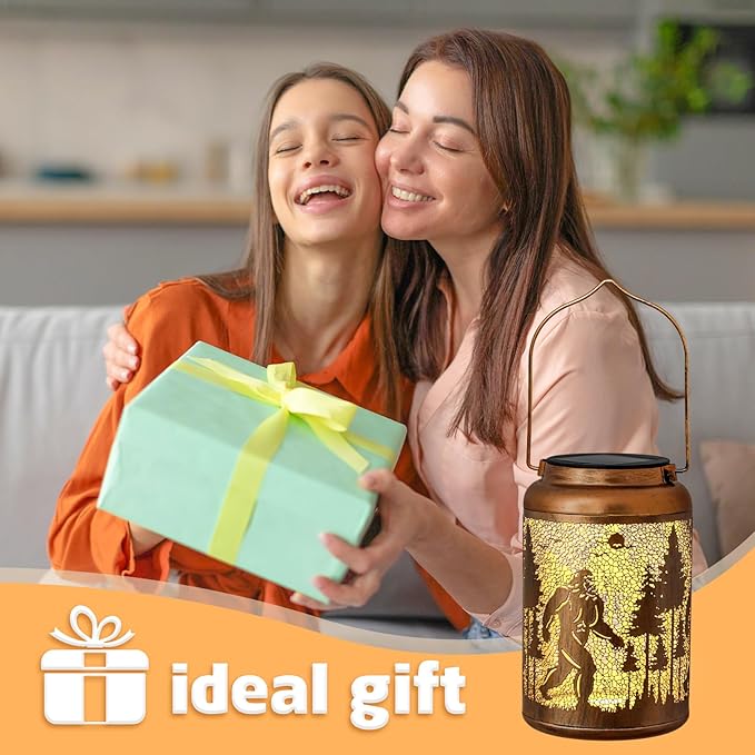 Christmas Gifts for Women, 2 Pack Solar Lanterns Decorative Outdoor Big Foot Gifts, Hanging Solar Lanterns Outdoor Waterproof for Patio Porch Garden Decor