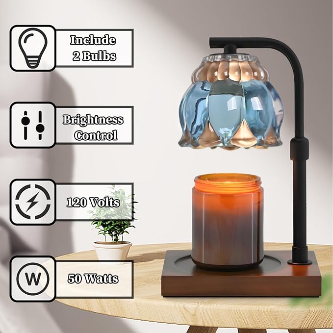 Candle Warmer Lamp Christmas Gifts for Women Mom, Compatible with All Jar Candles, Wax Melt for Candle Home Decor, Modern Farmhouse Decor, Candle Warmer Adjustable Height Timer SkyBlue