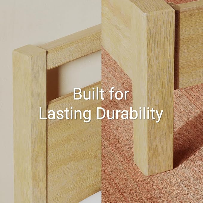 LIFEMENT Signature Wood Platform Bed Frame with Headboard, Essential, Noise Free, Under Bed Storage, No Box Spring Needed, Easy Assembly (Natural, King (U.S. Standard))