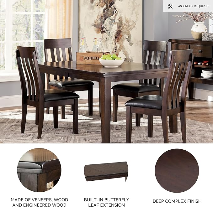 Signature Design by Ashley Haddigan Traditional Rectangular Dining Extension Table, Seats up to 8, Dark Brown