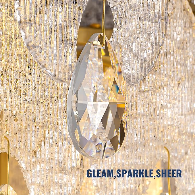 13" Tiered Chandelier, Modern Small 3-Tier Round Chandeliers for Dining Room,4-Light Tiered Crystal Glass Lighting Fixture Kitchen Island,Bedroom,Living RoomL13'' × W13'' × H16''