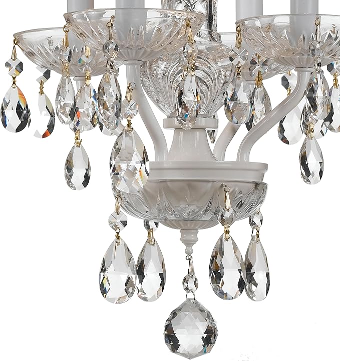 Traditional Crystal 4 Light Hand Cut Crystal Wet White Mini Chandelier