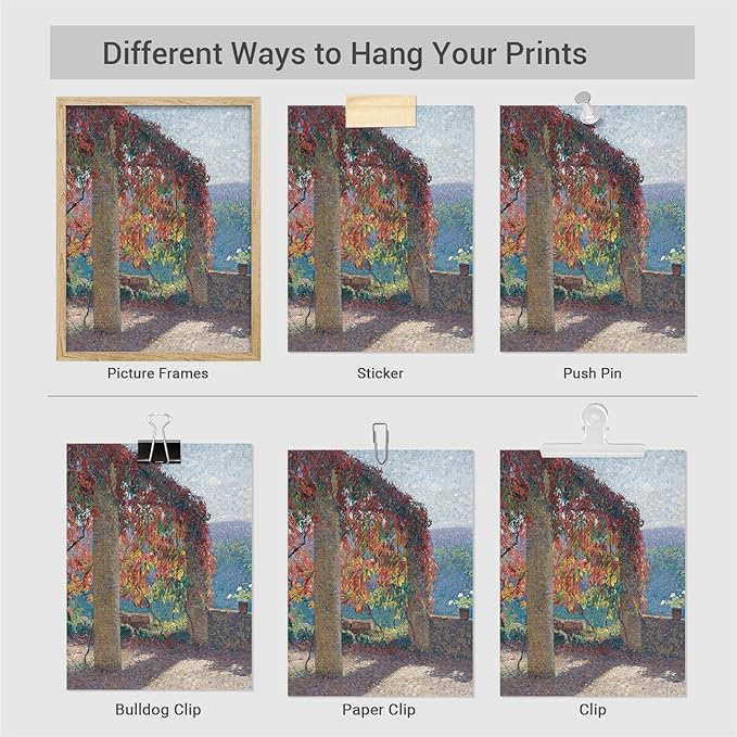 SIGNWIN Adhesive Canvas Poster Watercolor Pastel Antique Flower Bouquet Forest Landscapes Nature Wilderness Illustrations Modern Art Decorative Zen Relax/Calm Multicolor for Bedroom - 12"x16"x 4