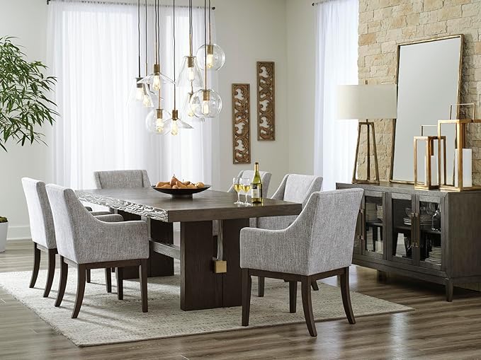 Signature Design by Ashley Burkhaus Rectangle Dining Room Extension Table, Removable Center Leaf, Seats up to 8, Wood, 40" W x 90" D x 30.25" H, Dark Brown