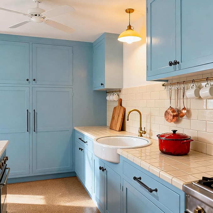 2 Pack 1-1/4 inch Kitchen Cabinet Knobs - Matte Black Zinc Round Knobs and Drawer Pulls for Cabinets and Dressers