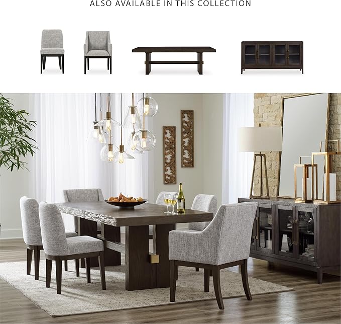 Signature Design by Ashley Burkhaus Rectangle Dining Room Extension Table, Removable Center Leaf, Seats up to 8, Wood, 40" W x 90" D x 30.25" H, Dark Brown