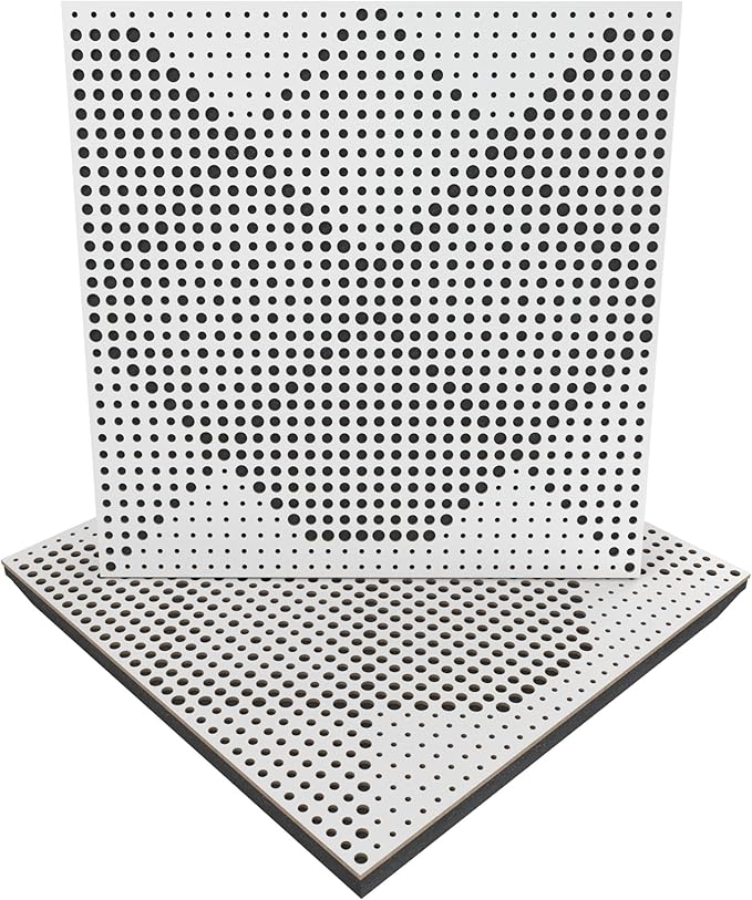 (2 Pack) — Sound Absorption-Diffuse Acoustic Panel «Wilds» | 19.7''x19.7''x2.1" | High Density Foam | Absorption - Diffusion - Reflection - Soundproofing - Insulation | Wood laminated: (White)