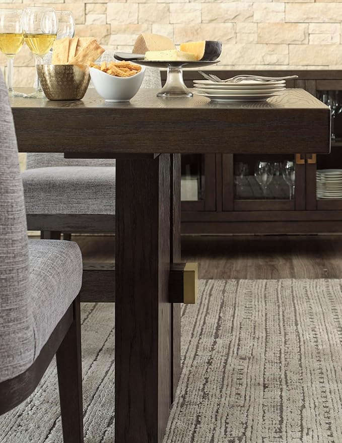 Signature Design by Ashley Burkhaus Rectangle Dining Room Extension Table, Removable Center Leaf, Seats up to 8, Wood, 40" W x 90" D x 30.25" H, Dark Brown