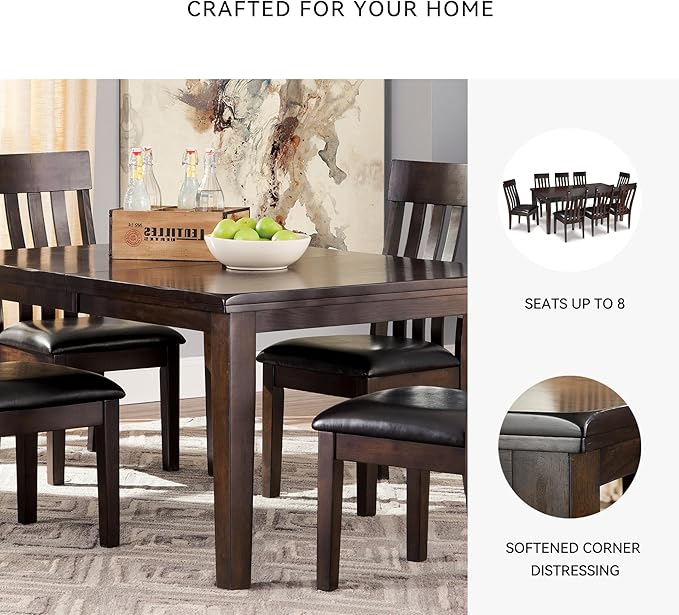 Signature Design by Ashley Haddigan Traditional Rectangular Dining Extension Table, Seats up to 8, Dark Brown