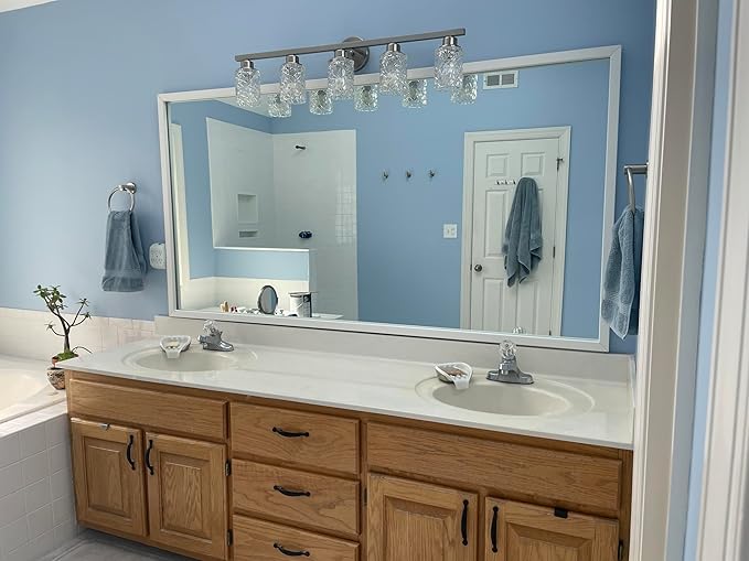Frame My Mirror White Bathroom Mirror for Wall, 22" x 30" Pure White Bathroom Vanity Mirror, Made in USA, Hangs Horizontally or Vertically, Ellis Design