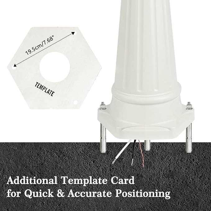 3-Head Outdoor Lamp Post Light Birdcage, Waterproof Outside White Street Light Pole with Clear Glass Shade for Yard, Garden, Patio, Path, Driveway