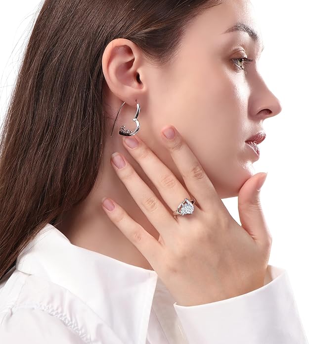 Engagement Rings for Women AAA+ Heart Cubic Zirconia Promise Rings for Her Valentines Day Gifts Womens Rings Black Gold Gothic Rings Promis Ring Wedding Rings Statement Rings for Women