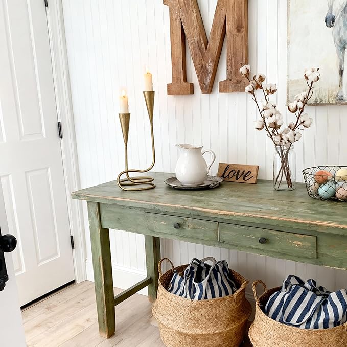 Vintage Twisted Brass Style Candle Holder, Candlestick Holder for Table Decoration, Holiday, Wedding, Housewarming (Size C)