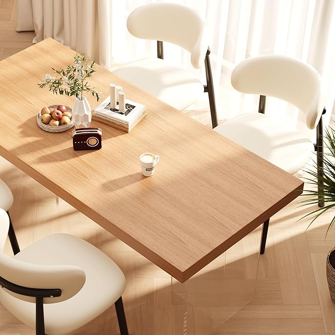 Kitchen Dining Chairs Set of 2 Modern Upholstered Leather Farmhouse Dining Room Chair with Metal Legs, Black/Beige