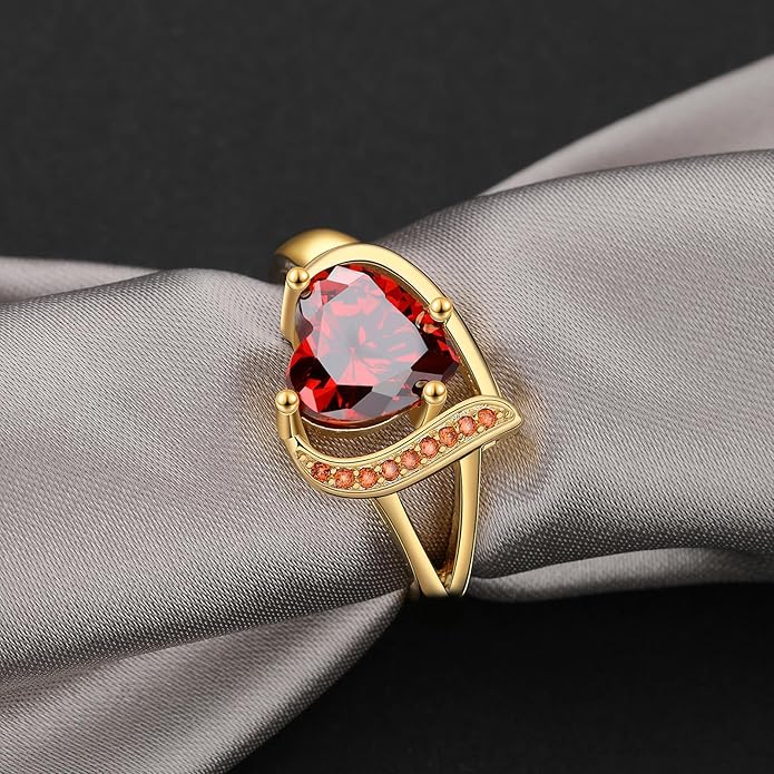 Engagement Rings for Women AAA+ Heart Cubic Zirconia Promise Rings for Her Valentines Day Gifts Womens Rings Black Gold Gothic Rings Promis Ring Wedding Rings Statement Rings for Women