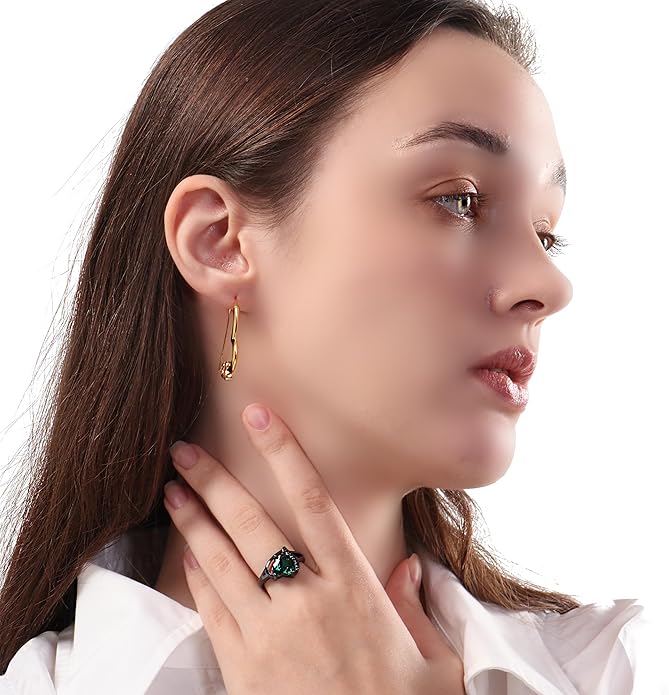 Engagement Rings for Women AAA+ Heart Cubic Zirconia Promise Rings for Her Valentines Day Gifts Womens Rings Black Gold Gothic Rings Promis Ring Wedding Rings Statement Rings for Women