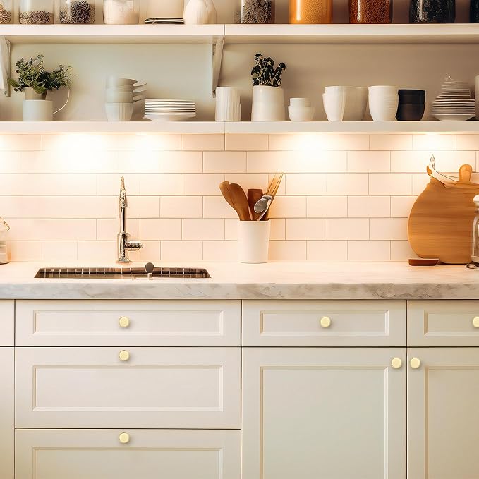 Ravinte 5 Pack 1-1/5"(30mm) Brushed Brass Cabinet Knobs Knurled Dresser Drawer knobs Kitchen Cupboard Handles for Cabinet Hardware