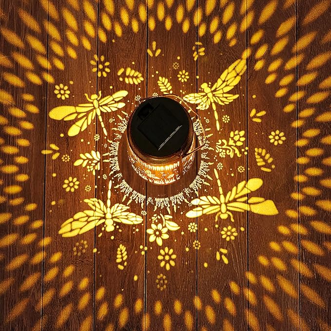 Solar Lanterns Outdoor Waterproof Dragonfly Garden Decor, Christmas Gifts for Women Mom Grandma, Hanging Solar Lights Metal LED Decoration with Shepherd Hook Outside for Yard Patio Lawn Porch