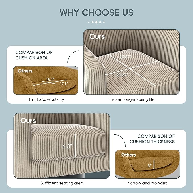 Swivel Accent Chairs, 360 Degree Bucket Chair, Modern Upholstered Barrel Armchair, Comfy Corduroy Single Sofa for Living Room Bedroom, Camel