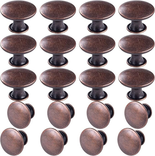 20 Pack Red Bronze Round Antique Brass Kitchen Cabinet Knobs Cupboard Door Knobs Drawer Handle Pulls Dresser Knobs with 21 Pcs Screws for Bathroom Drawer Door Hardware