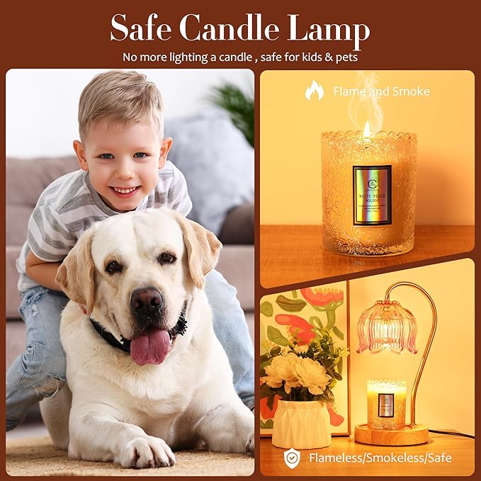 Flower Candle Warmer Lamp with Timer & Dimmer - Fits All Jar Scented Candles - Unique Birthday & Mother's Day Gift for Women，Mom，Her